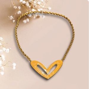 Vintage MONET Signed Gold Tone Enamel Heart Choker Chain Necklace.